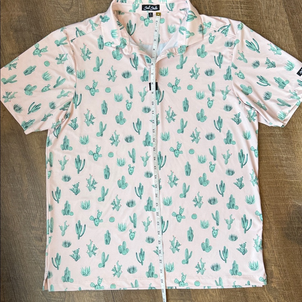 Bad Birdie Men’s Thorn In Your Side Cactus Print Performance Golf Polo Size XL - Picture 5 of 12